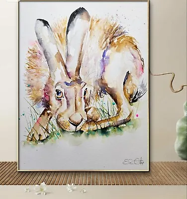 All New Large Original Watercolour Painting Of A Hare Signed By Elle Smith Art • $96.22
