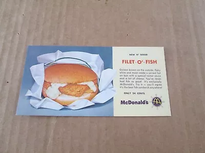 Vintage Scarce 1964 McDonald's  FILET-O-FISH  Paper Coupon Or Promo Mailer 24 Ct • $19.99