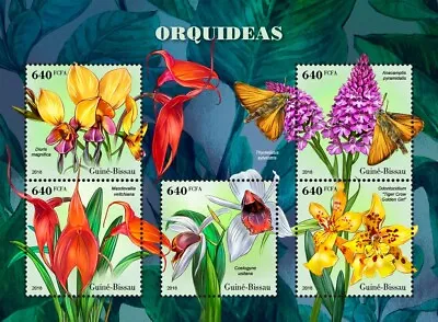 Orchids MNH Stamps 2018 Guinea-Bissau M/S • $15.90