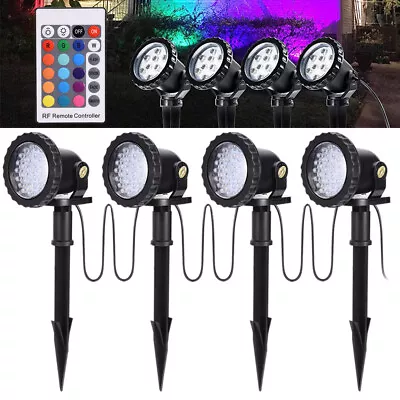 36 LED Garden Spotlight Spike Lights RGB Outdoor Waterproof Path Lawn Yard Lamp • £28.79