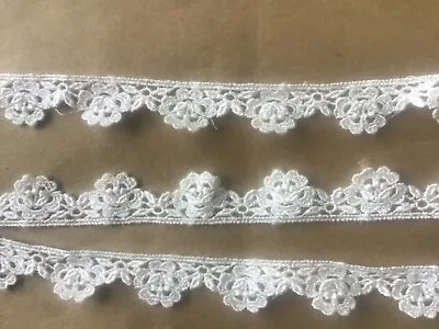 9 1/2 Yds Lovely Scalloped Ivory Floral  Rayon Venise Lace Edge • $11.99