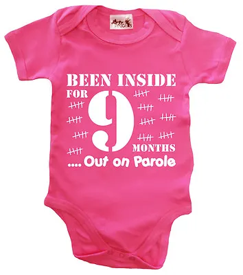 Dirty Fingers  Been Inside For 9 Months Out On Parole  Funny Baby Bodysuit Gift • £10.95