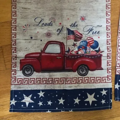 New Fourth Of July Table Runner Vinyl Back Farmhouse Red Truck 13  X 90  • $4.79