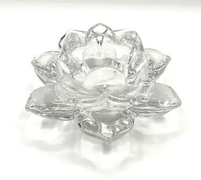 Mikasa Clear Crystal Glass Lotus Flower Votive Tealight Candle Holder • $15