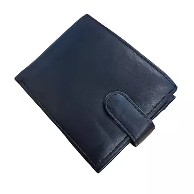 Mens Black Leather Wallet ID Window Inner Button Pocket Fathers Day Gift 895 • £5.99