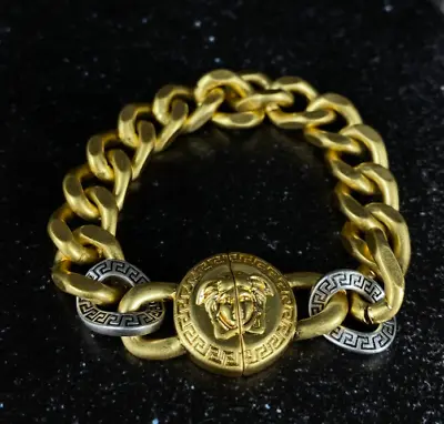Vintage Versace Chain Monogram Gold And Silver Bracelet 18cm • $205