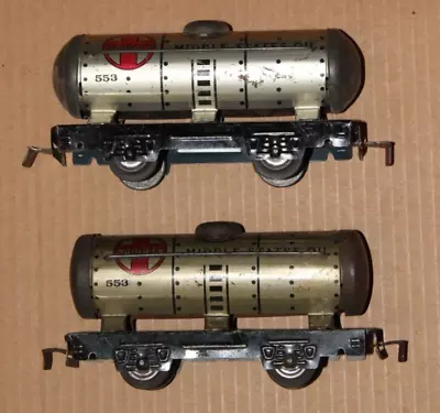 Lot Of MARX O Gauge #553 Santa Fe Middle States Oil Tanker TIN TRAIN CAR Vintage • $10