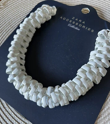$17.99 • Buy Zara Accessories Collection White Enamel Statement Collar Cluster Necklace NWT 