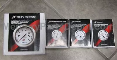 Mercury Analog Gauge Set - White W/ Chrome 7K Tachometer Temp Fuel Volts • $175.74
