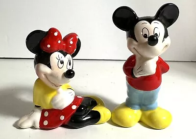 Vintage Retired Disney Ceramic Salt And Pepper Shakers Mickey & Minnie Mouse 4  • $19.95