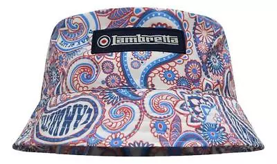 Lambretta White Bucket Hat Paisley Festival Summer Hat • £14.99