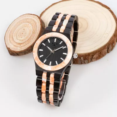 Black Oak Natural Wood And Marble Unisex Watch 38MM  Wooden Case 30M WR Luminous • $32.72