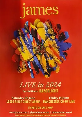 JAMES Live In Concert Poster 2024 Razorlight Oasis Madchester Factory Records • £6.99