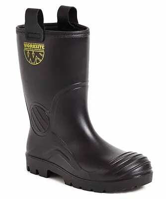 Mens Worksite Waterproof Rigger Boots Safety Wellies Steel Toe Cap Work Fur Yard • £19.95
