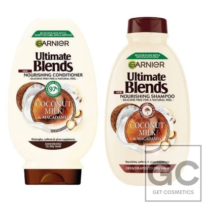 £7 • Buy Garnier Ultimate Blends Coconut Milk & Macadamia Shampoo & Conditioner 400ml