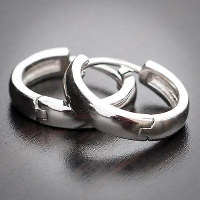 High Quality Solid Small Round Shape 925 Sterling Silver Hoop Earrings For Men • $19.99