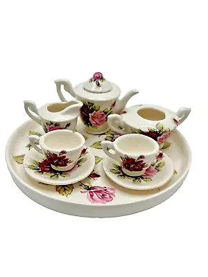 Miniature Tea Set With Tray Bone China Floral Tea Set With Tray (no Sugar Lid) • $19