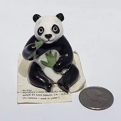 VTG Hagen Renaker 1995 Panda Porcelain Figurine Eating Bamboo On Original Card • $12.95