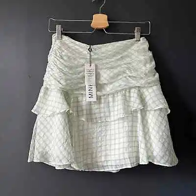 MINKPINK Oxley Mini Skirt Sage Green White NEW Size Small • $26