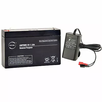 Toy Car Battery And Charger Combo 6V 7AH Battery & 6 Volt Mains Charger NEW • £25.99