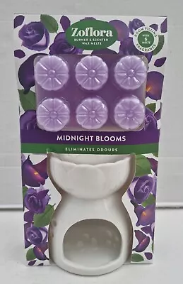 Zoflora Midnight Blooms Ceramic Burner With Scented Wax Melts Eliminates Odours • £8.49