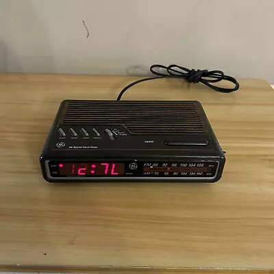 Geberal Electric 7-4612B Digital Alarm Clock Radio Red Vintage  WORKS GREAT • $26.99