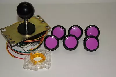 $38.60 • Buy Japan Sanwa Buttons Mix Black Violet X6 W/ Joystick Black GT-Y Wire Arcade Parts