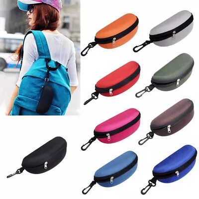 Portable Zipper Eye Glasses Sunglasses Hard Case Box Protector Large Hold Gift • £3.34