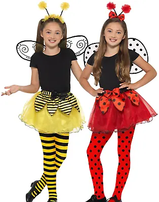 Girls Bumblebee Ladybird Fancy Dress Tutu Wings Child Insect Bug Costume New • £8.99