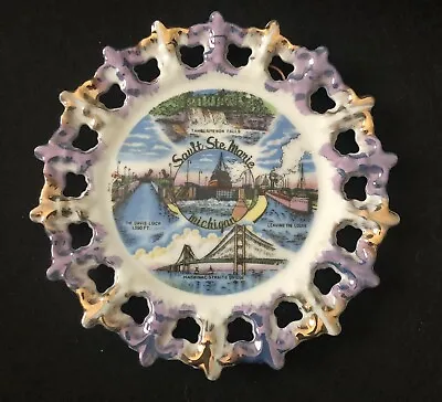 Decorative Sault Ste Marie Michigan Mackinac Bridge Wall Hang Glass Plate • $10.99