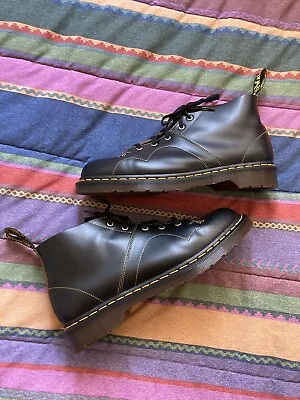 Doc Martens ‘Church’ Black Vintage Smooth Leather Boots US M11 UK 10 Punk Metal • $90