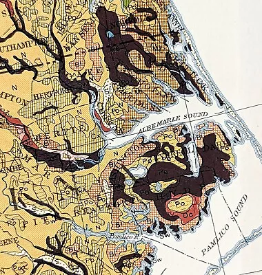 1931 NORTH CAROLINA Map ORIGINAL Virginia Pamlico Sound Washington DC Maryland • $34.88