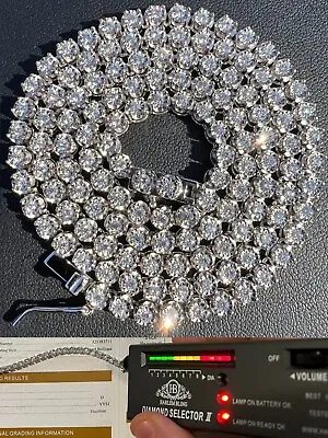 3mm Real MOISSANITE Illusion Set Tennis Chain Necklace 925 Silver Passes Tester • $200.68