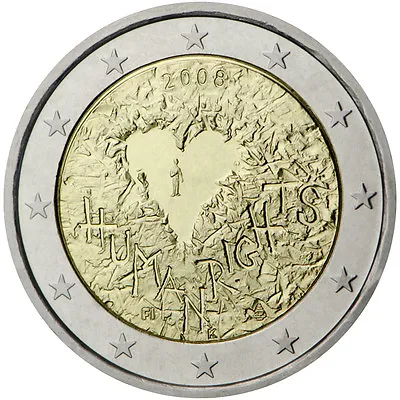 2008 Finland € 2 Euro UNC Coin Universal Declaration Of Human Rights 60 Years • $16.90