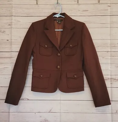 $42 • Buy ZARA Basic Cropped Brown Wool Blend Safari Military Style Jacket Womens Sz M