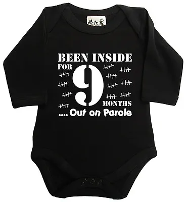 Dirty Fingers Long Sleeve Bodysuit Baby Grow  Been Inside 9 Months Out Parole  • £10.95