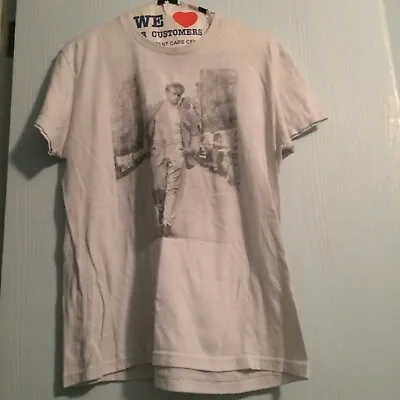 James Dean Medium -Front Print-White Adult Short Sleeves T-Shirt • $17.99