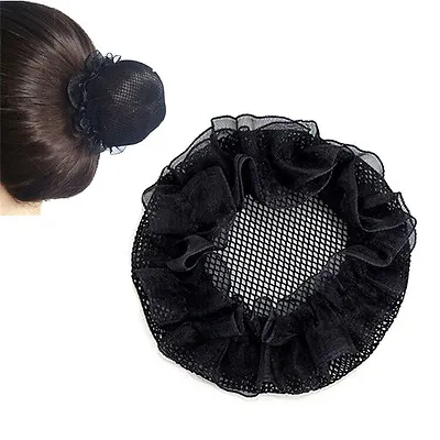 Ladies Solid Plan Black Hair Bun Cover Snood Net Ballet Women Dance Skating:da • £2.88