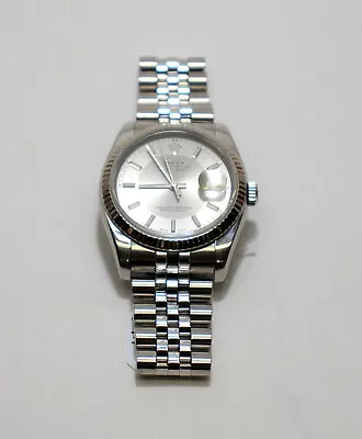 Rolex Datejust 116234 Silver Tuxedo Dial 18k White Gold Bezel SS Wristwatch 36mm • $7999.95