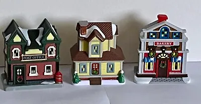 Lot Of 3 Cobblestone Corners Hard Plastic Christmas Village Miniature Buildings • $22