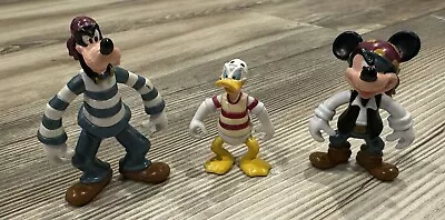 Disney Pirate Figures Lot Of 3 Mickey Mouse Donald Duck Goofy Cake Topper - EUC! • $10