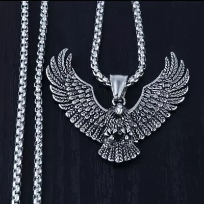 Vintage Flying Eagle Pendant Men's Stainless Steels Spiritual Jewelry Necklace • £6.44