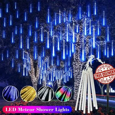 144 LED Lights Meteor Shower Rain 8 Tube Tree Outdoor Light Lamp Xmas Decor USA • $13.99