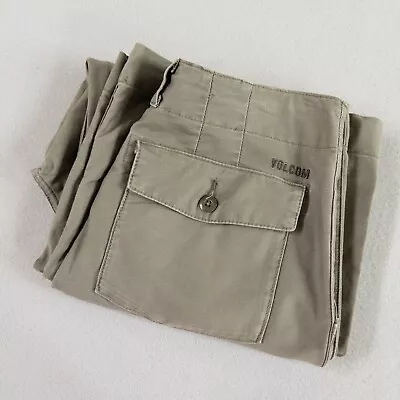 Volcom Women's Size 30 Army Whaler Wide Leg Pants Gray Olive Green Cropped • $18.99