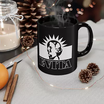 EVITA Broadway Musical Logo 11oz Coffee Tea Black Mug • $12.99