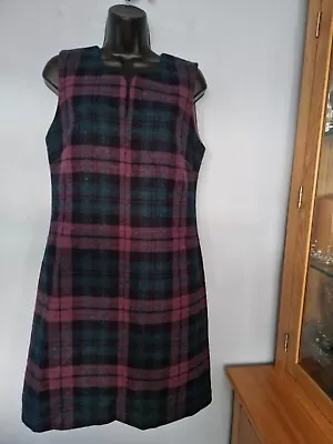 Laura Ashley Vintage Wool Shift Dress Size 10. Green Mix Tartan. Used Great... • £15