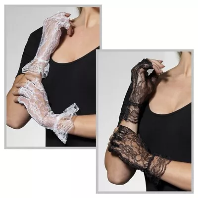 Fingerless Lace Gloves Adult Madonna Costume 80s Pop Star Fancy Dress • $8.78