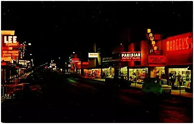 McAllen Texas Postcard Evening View Of Main Street Neon Store Signs #83999 • $6