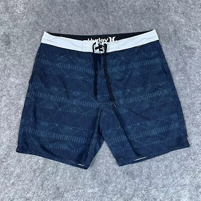 Hurley Board Shorts Mens 36 Blue Geometric Surf Swim Trunks Bathing Suit • $8.79