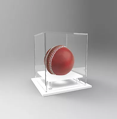 $32 • Buy Cricket Ball Display Case Acrylic Perspex Signed Ball Memorabilia WHITE Hatrick